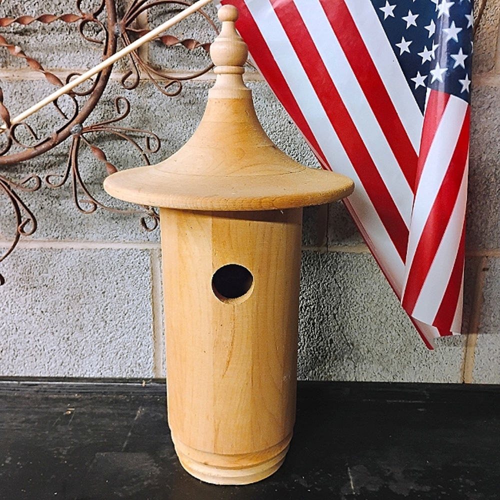 Vintage Turned Wood Birdhouse with Finial From Gardener's Supply Co. (c.2000)